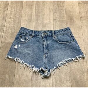 RVCA Short Cut-Off Distressed High Rise Denim Shorts